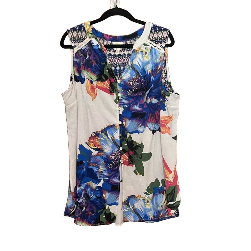 ❌. Anthropology Fig and Flower 3X Floral Sleeveless Top -  Summer  beach wear